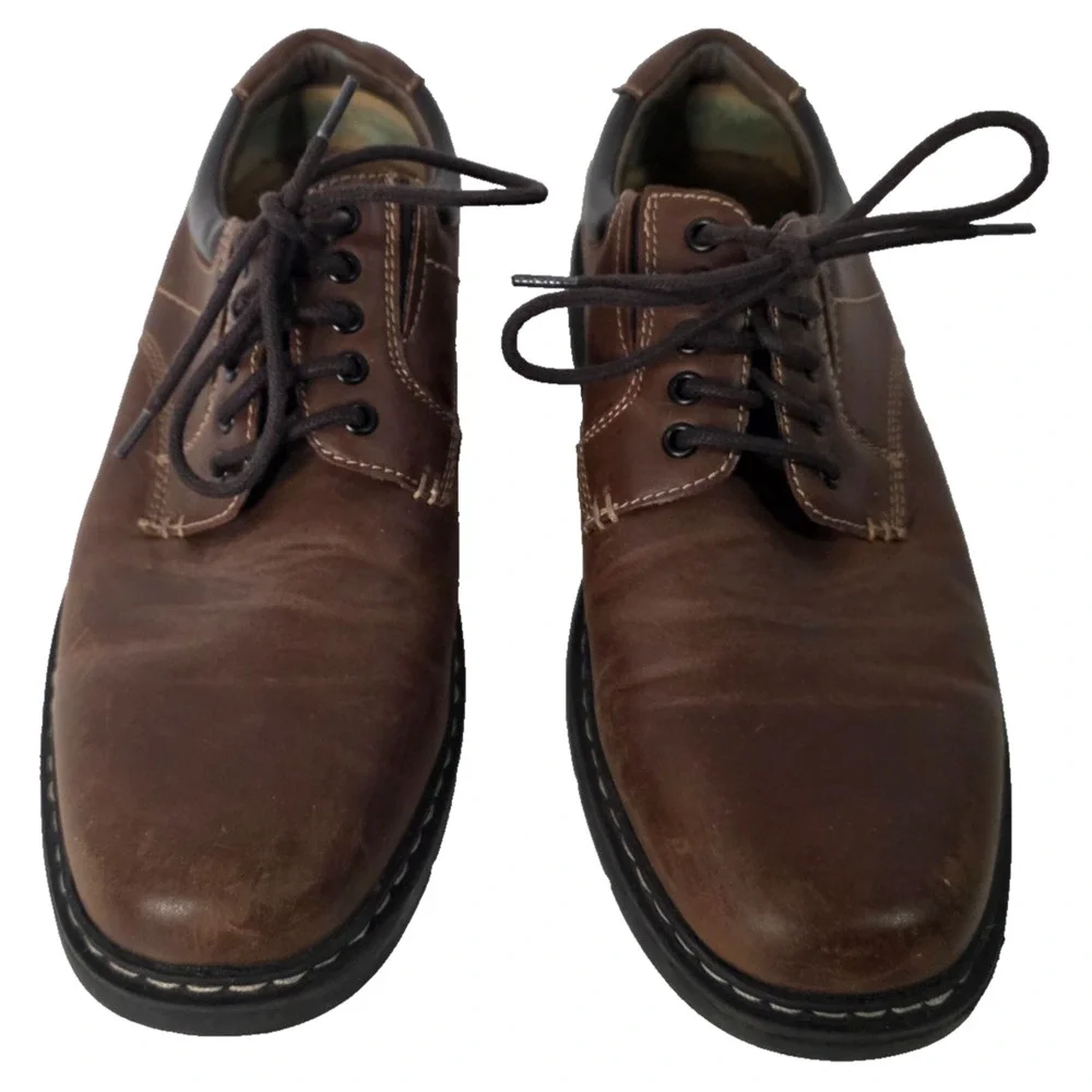 Dockers Lowry Mens 8W Brown Leather Lace Up Oxford Comfort Dress Shoes